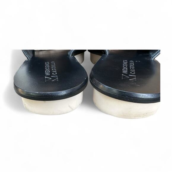 Mercedes Castillo Teah Black Leather Mules Shoes Lug Sole Minimalist Fall 6 - Picture 7 of 13